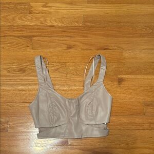 Zara Tan Leather Crop Top